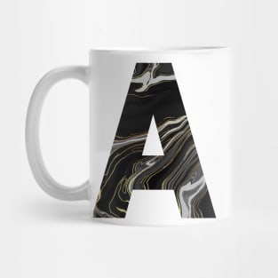 A Letter Black Marble Pattern Mug